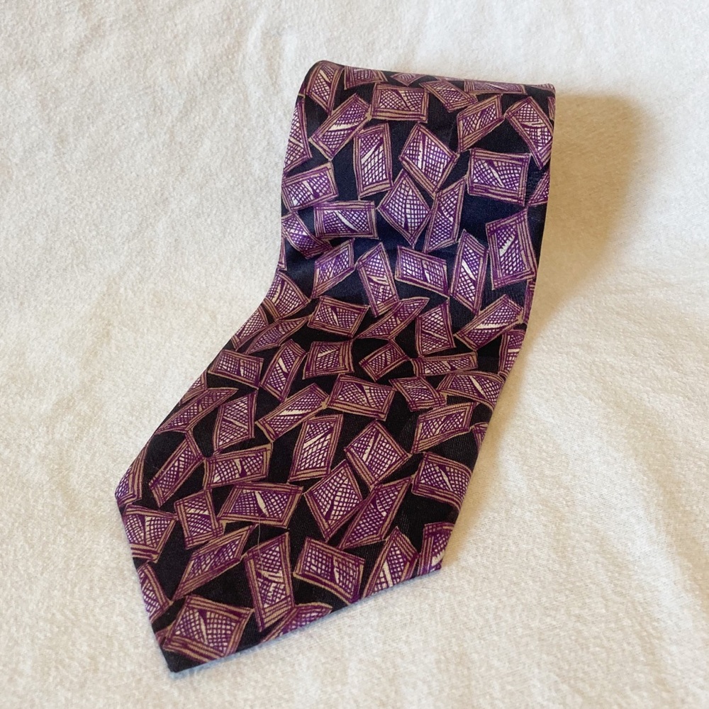 Gitman Bros Neck Tie Abstract Purple Diamonds 100% Silk One Size OS EUC